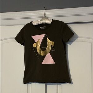 Y2K True Religion Kids Tee with Gold and Pink Accents youth XL.